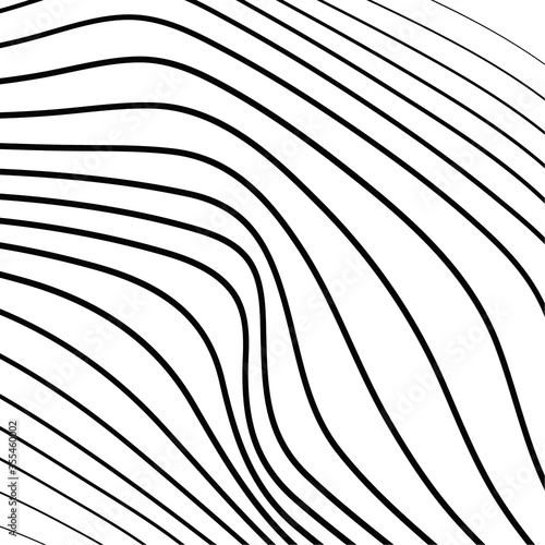 Distorted wave monochrome texture. Abstract dynamical rippled surface. Vector stripe deformation background.