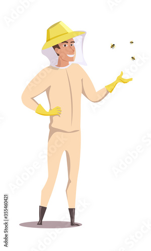 Beekeeper flat vector illustration