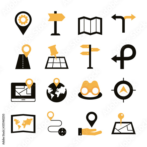 bundle of area and locations set icons