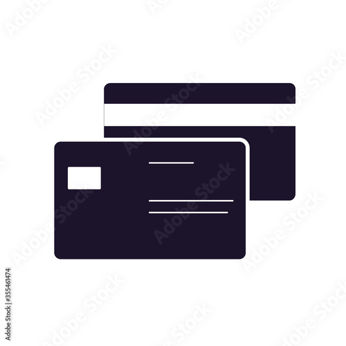 Credit or debit bank card icon isolated on white
