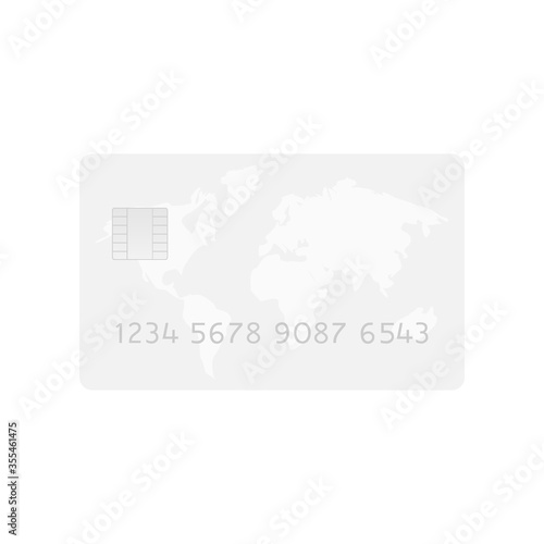 Grey credit or debit card with world map vector illustration isolated on white