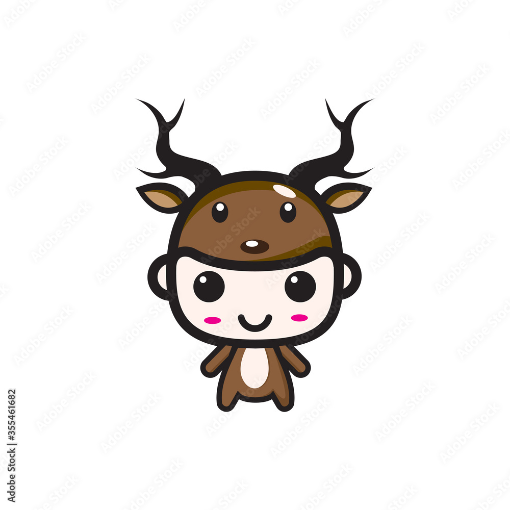 This is an illustration of a cute deer animal vector character. Good to use as an icon, cover book. etc This is an illustration of a cute deer animal vector character. Good to use as an icon, cover book. etc
