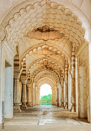 Decorated arches of the mosque at the Bibi ka Maqbara, built by Azam Shah in 1678, as a son's tribute to his mother, Begum Rabia Durrani, the Queen of Mughal emperor Aurangzeb. Aurangabad, Maharashtra photo