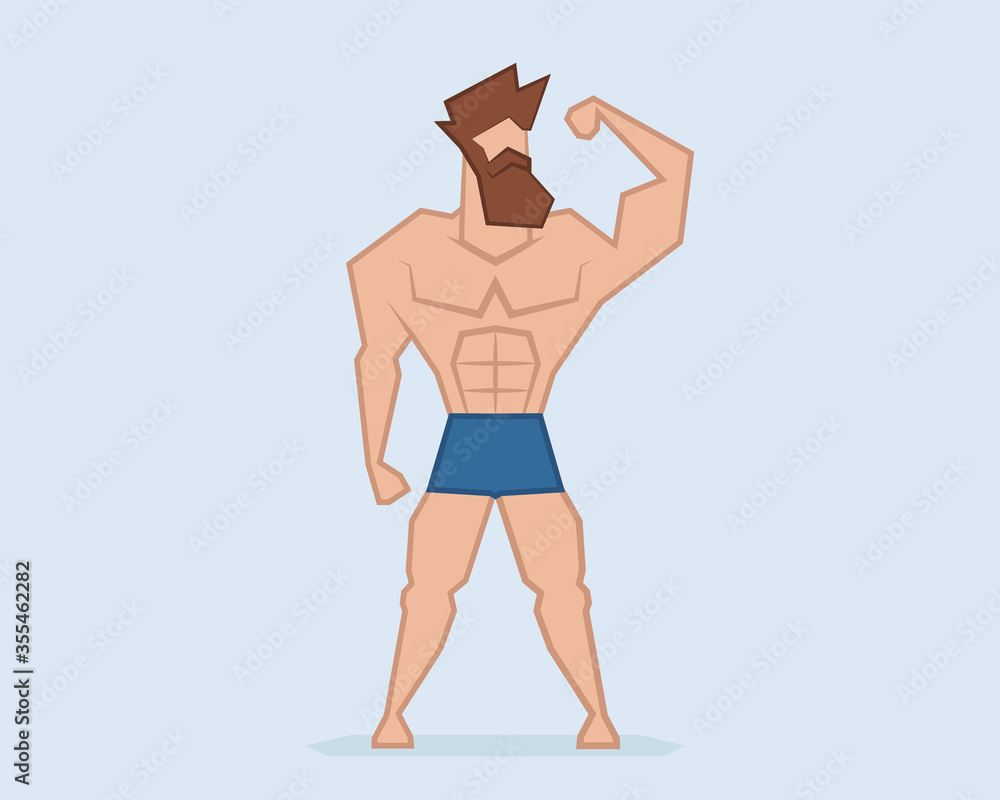 Hipster strongman beard man. Muscular athlete vector illustration Hipster strongman beard man. Muscular athlete vector illustration