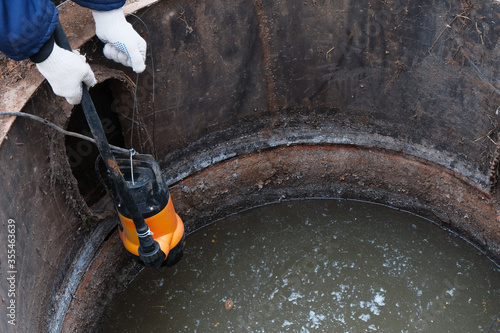 Foto pumping of household waste, human sewer, close-up.
