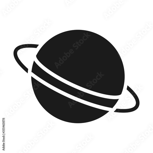saturn planet icon, silhouette style