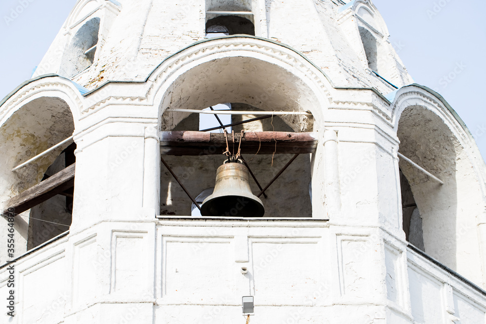 Bell Of Cathedral Bell Tower On Cathedral Square In Kolomna, Moscow Region, Russia Close Up. Bell Of Cathedral Bell Tower On Cathedral Square In Kolomna, Moscow Region, Russia Close Up.