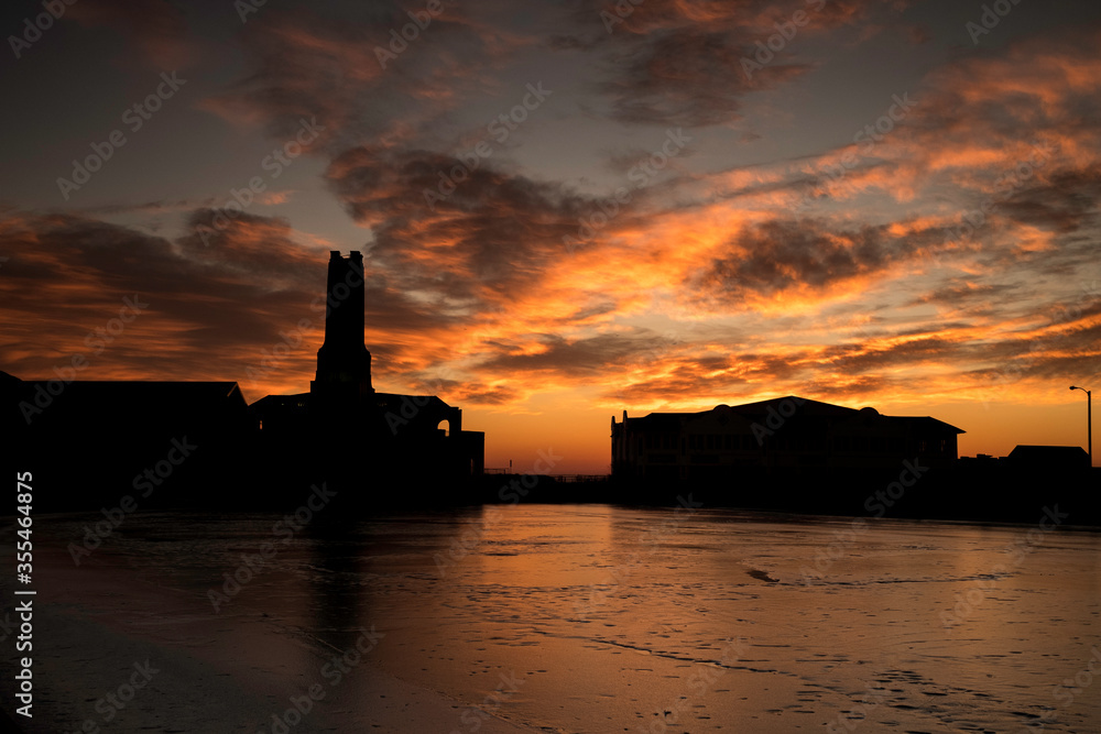 Sunrise over the steam plant