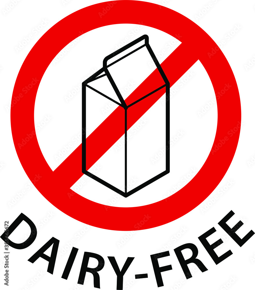 Food additive label: dairy free (milk carton). Food additive label: dairy free (milk carton).