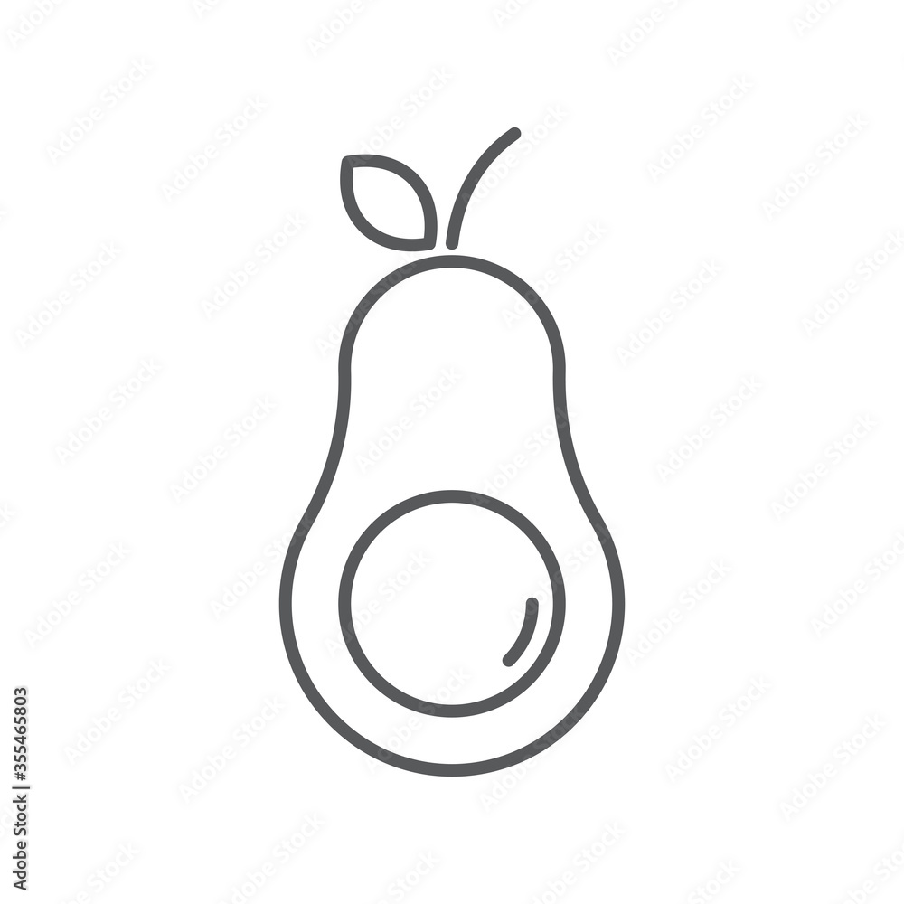 Avocado fruit with leaf vector icon symbol isolated on white background Avocado fruit with leaf vector icon symbol isolated on white background