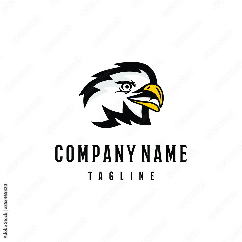Obraz premium Bald eagle head logo design template. Awesome a bald eagle head logo. A bald eagle head lineart logotype.