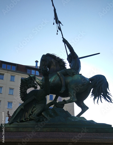 Statue of St. George and the Dragon in Berlin city