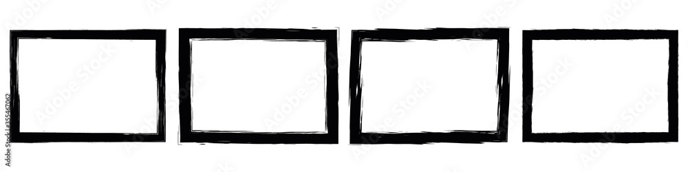 Set of grunge style frames black on white background