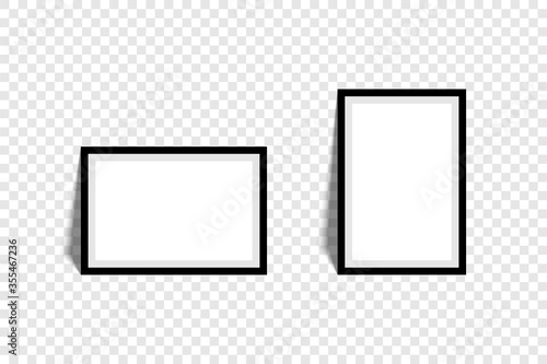 Photo frames. Collection Photo frames, isolated. Template mockup photo frame different shapes. Transparent background. Vector illustration