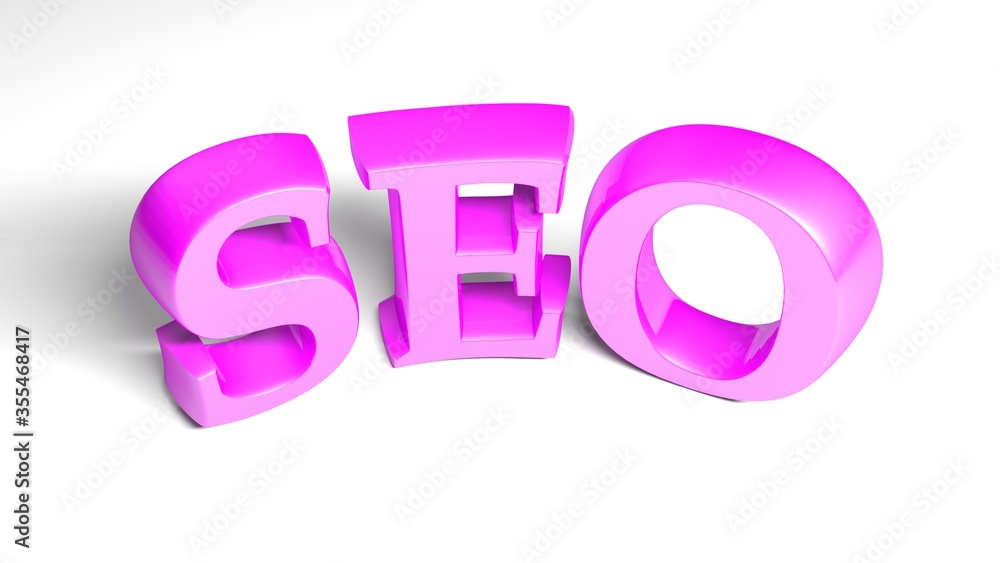 SEO purple isolated on white background - 3D rendering illustration SEO purple isolated on white background - 3D rendering illustration