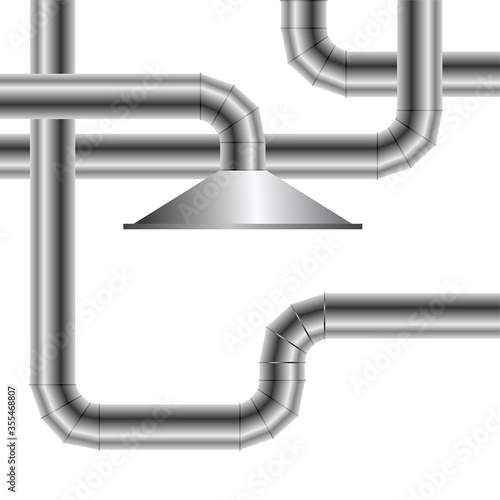 Ventilation system - vector illustration with ventilation pipes and air duct 