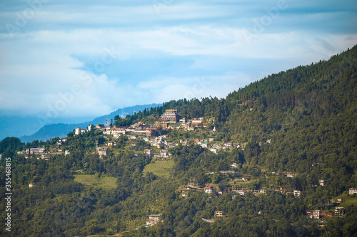 panoramic View of Rumtek monastery on a hill top