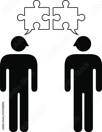 People icons - communication and worldview compatibility in a relationship and connection: potentially meshing synergistic thoughts / perspectives.
