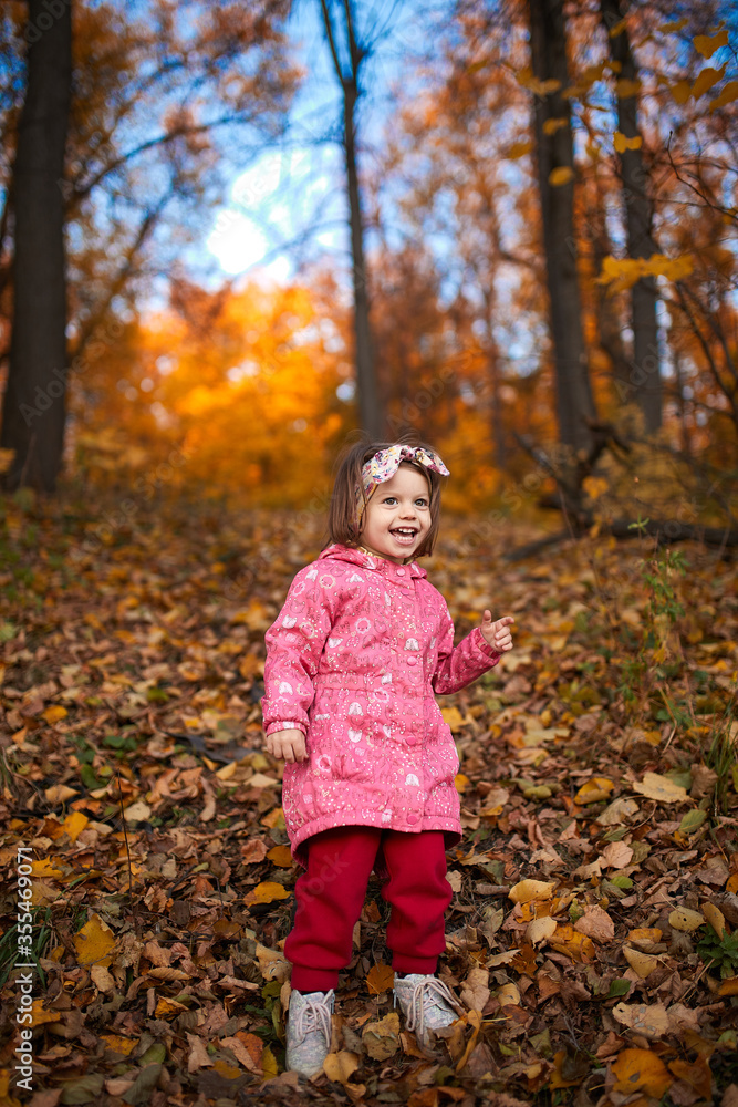 little girl in autumn park