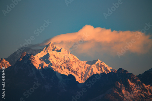 Mountain peak of Khangchendzonga early morning 