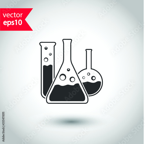 Chemical flasks icon. Toxic laboratory flask icon. Studio background. EPS 10 vector flat sign design. Flask symbol pictogram