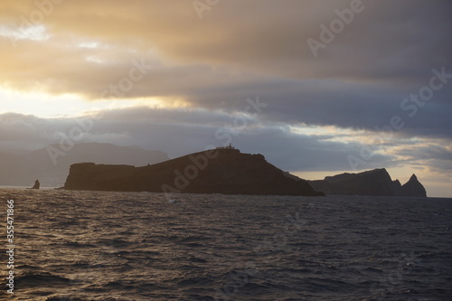 Sunset view on Ponta de Sao Laurenco from the ferry  october 2019