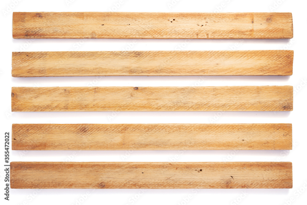 wooden board, beam or bars on white background