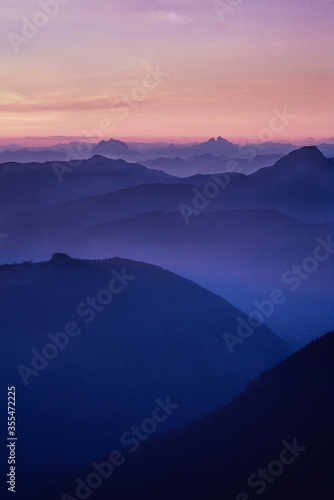 Evening Light on the Candian Rockies from Mount Baker