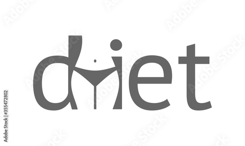 Diet logo with female body shape integrated inside letters - creative motivation