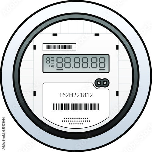 A smart / digital IoT household electricity / power meter with a 1-line LCD.