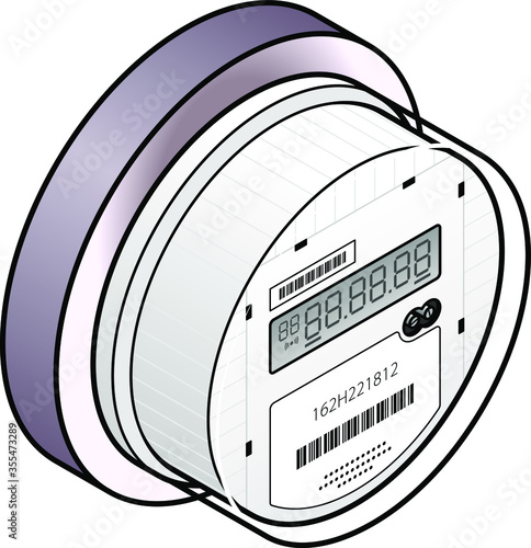 A smart / digital IoT household electricity / power meter with a 1-line LCD.