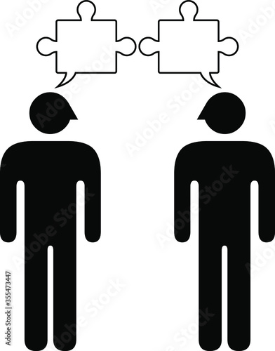 People icons - communication and worldview compatibility in a relationship and connection: non-meshing non-synergistic thoughts / perspectives.