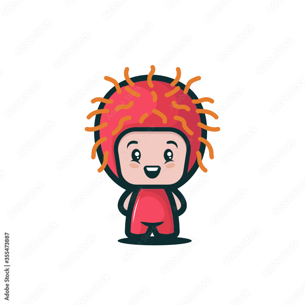 Simple and cute children wearing fruit costume mascot character logo design template vector Simple and cute children wearing fruit costume mascot character logo design template vector