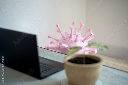 Employee in homeoffice working remote during coronavirus pandemic photo