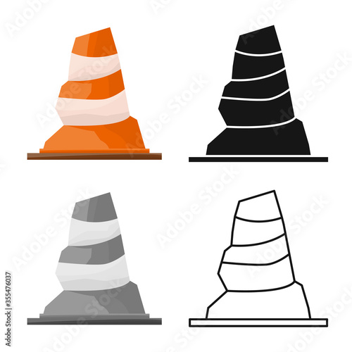 Vector illustration of road and cone icon. Graphic of road and rumpled stock vector illustration.