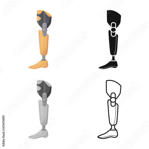 Isolated object of foot and prosthesis icon. Web element of foot and machinery vector icon for stock.