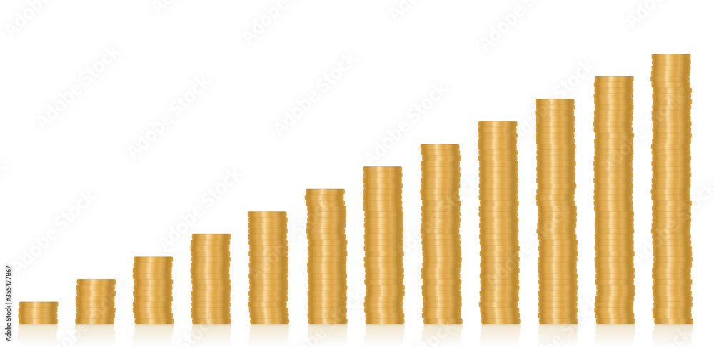 Stacked coins. Twelve increasing money towers, symbol for success, salary increase, pay raise, career, wealth or business growth in a year. Isolated vector illustration on white background.
Stacked coins. Twelve increasing money towers, symbol for success, salary increase, pay raise, career, wealth or business growth in a year. Isolated vector illustration on white background.