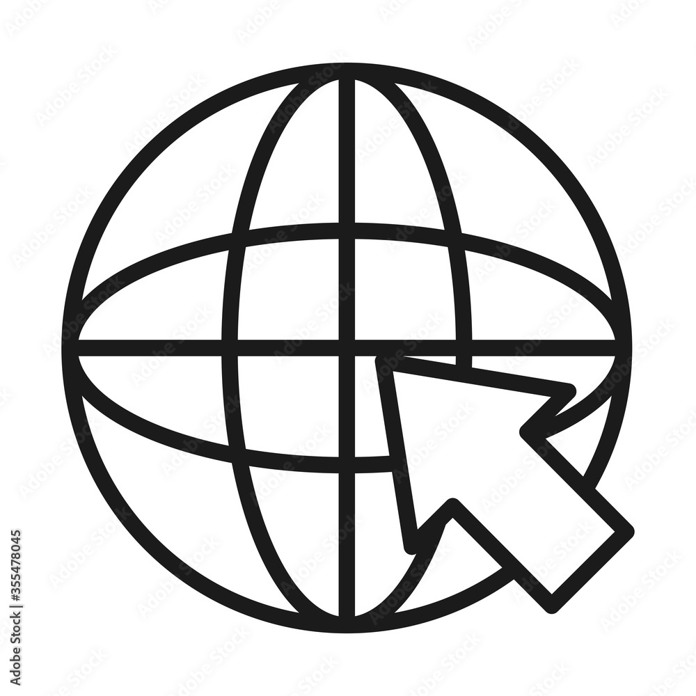 global sphere with arrow icon, line style global sphere with arrow icon, line style
