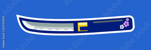 Japanese dagger for indoor self defense kaiken with japanese blade pattern vector illustration