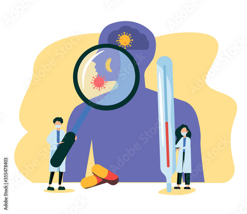 Endocrinology vector illustration. Tiny hormones diseases persons concept. Abstract medicine and biology endocrine system branch. Behavioral or comparative treatment research. Anatomical gland problem