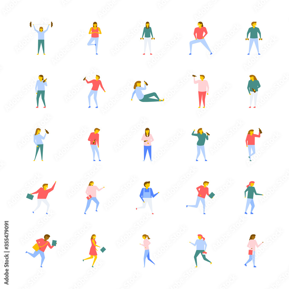 
Flat Vector Icons Pack Of People 
