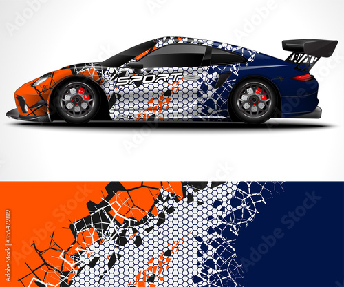 Racing sport car wrap design and vehicle livery