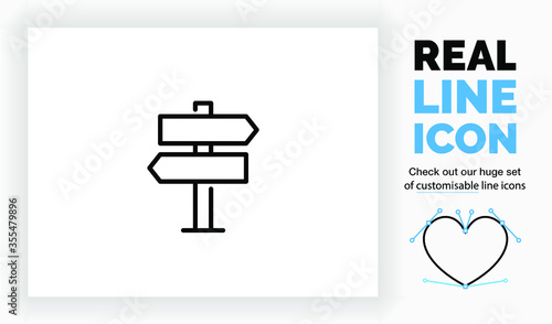 Editable line icon of a way finding sign