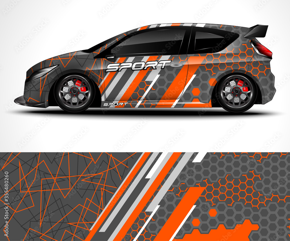 Racing sport car wrap design and vehicle livery