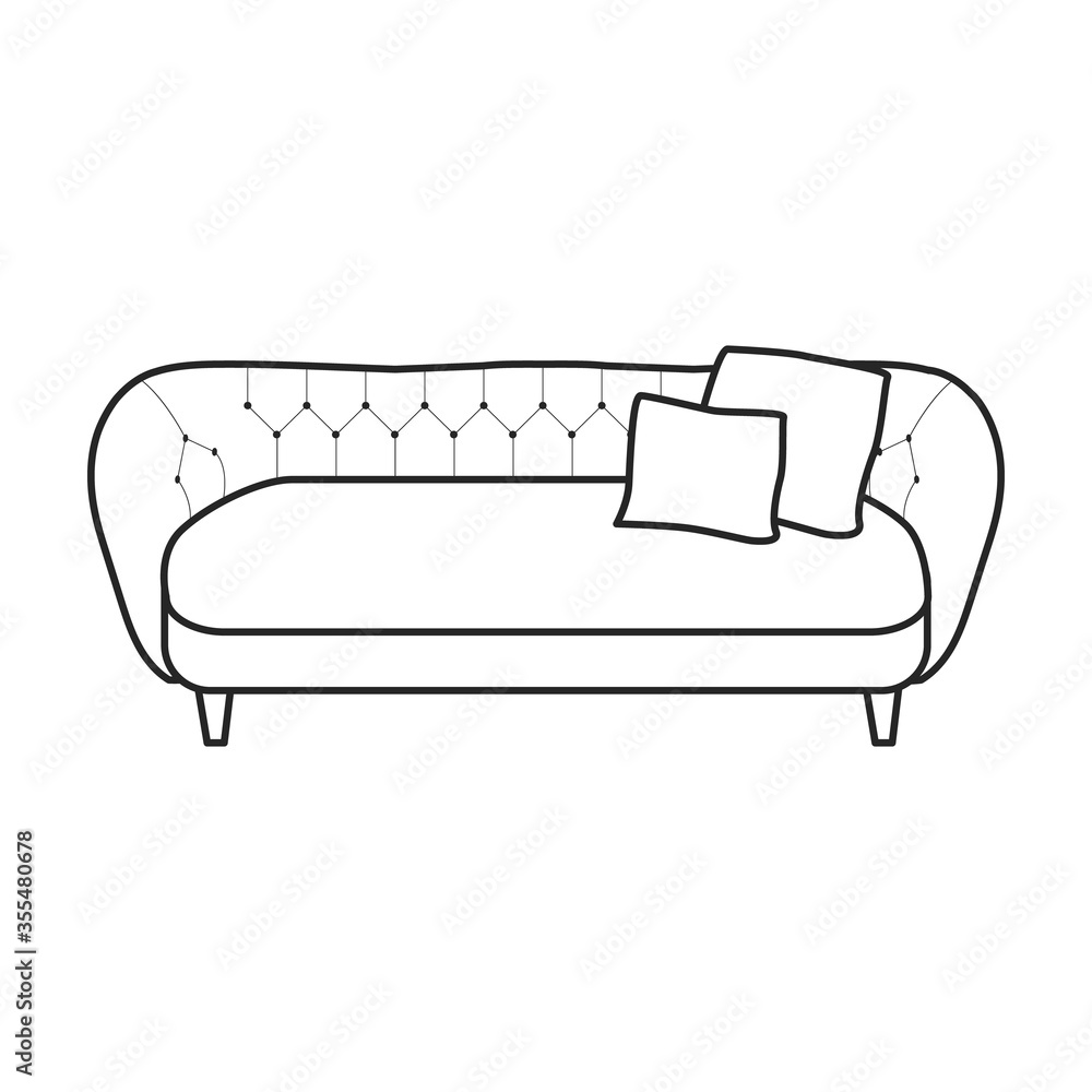 Fototapeta premium Sofa vector icon.Line vector icon isolated on white background sofa .