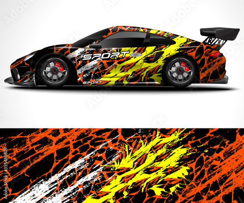 Racing sport car wrap design and vehicle livery