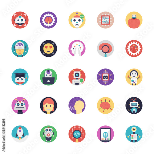  Artificial Intelligence Flat Vector Icons Collection 
