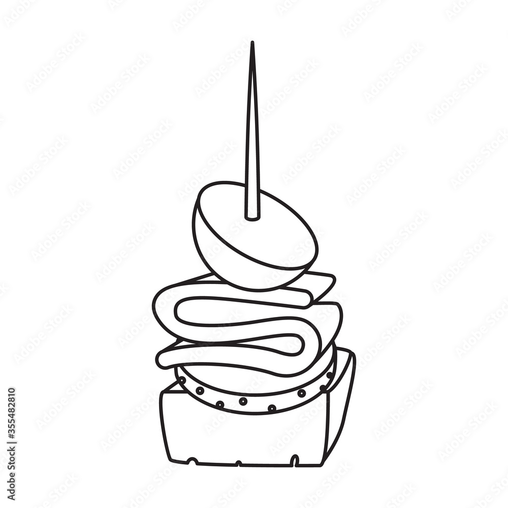 Canape of appetizer vector icon.Line vector icon isolated on white background canape of appetizer.