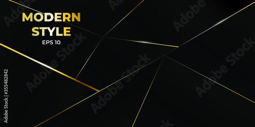 Abstract polygonal pattern luxury and modern style with dark black and gold color for background, banner, flyer, and advertising