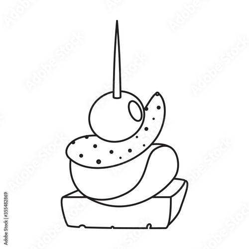 Canape of appetizer vector icon.Line vector icon isolated on white background canape of appetizer.